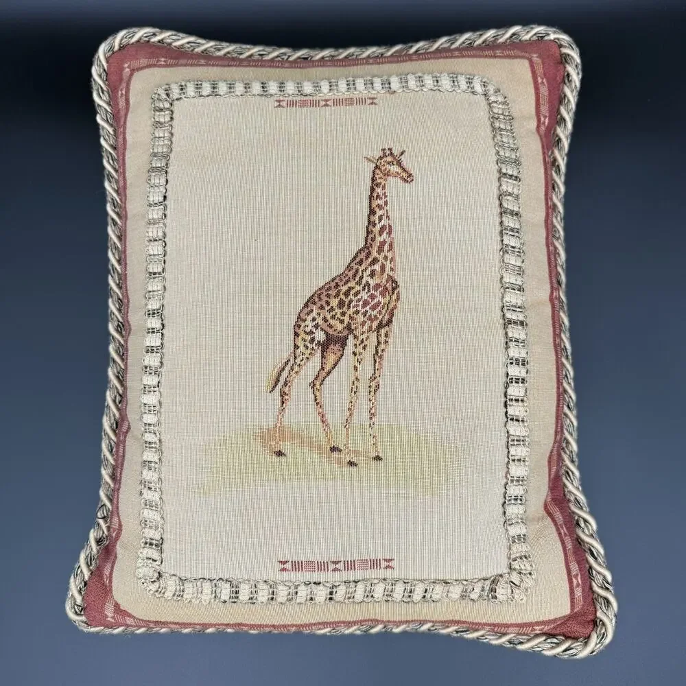 Giraffe Tapestry Pillow 15” x 18” With Insert Safari Africa